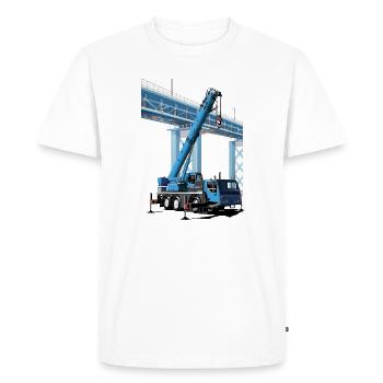 La grue mobile assemble des sections de pont - T-shirt Premium bio Homme - blanc - Devant - Nico (187cm)