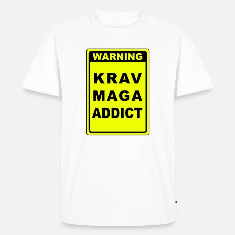 Warnung Krav Maga Süchtiger - Männer Premium Bio T-Shirt - Weiß