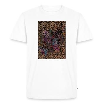 Ojio Originals- Spiral Chromatic Scrolls - Men's Premium Organic T-Shirt - white - Front - Nico (187cm)