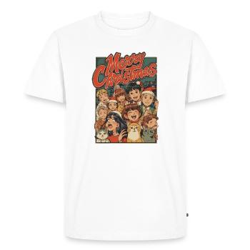 Rétro Noël Enfants Chats Dessin animé - T-shirt Premium bio Homme - blanc - Devant - Nico (187cm)