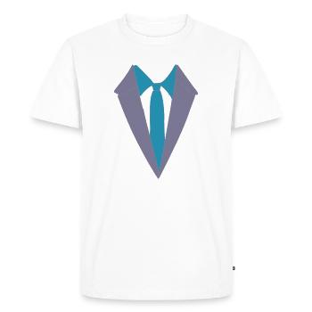 Costume géométrique avec cravate - T-shirt Premium bio Homme - blanc - Devant - Nico (187cm)