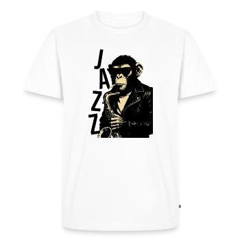 Un singe saxophone joue du saxophone - T-shirt Premium bio Homme - blanc - Devant - Nico (187cm)