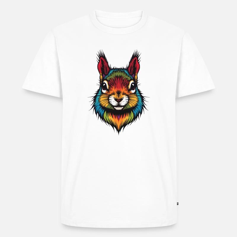 Buntes Eichhörnchen tierische Farbexplosion - Männer Premium Bio T-Shirt - Weiß