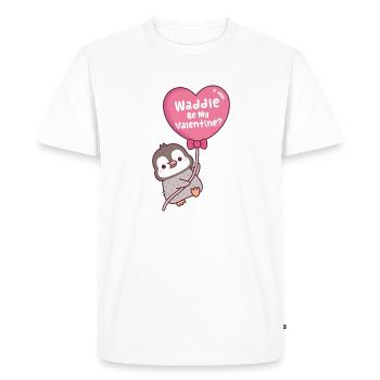 Cute Penguin Heart Balloon Waddle Be My Valentine - Men's Premium Organic T-Shirt - white - Front - Nico (187cm)