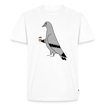 Pigeon avec tasse de café Urban Minimal Illustration - T-shirt Premium bio Homme - blanc - Devant - Nico (187cm)