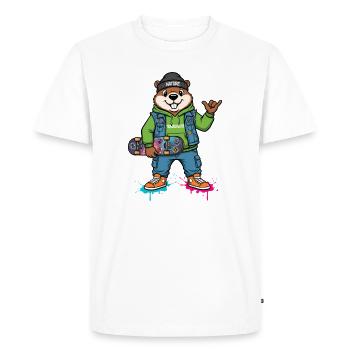 Trailbrawler Beaver Skate Hero - T-shirt Premium bio Homme - blanc - Devant - Nico (187cm)