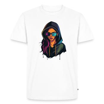 Hacker Programmer Developer Woman Portrait - Men's Premium Organic T-Shirt - white - Front - Nico (187cm)