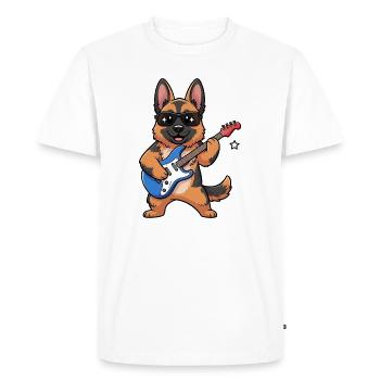 Chien guitariste avec des lunettes de soleil - T-shirt Premium bio Homme - blanc - Devant - Nico (187cm)