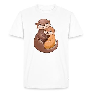 Two cute otters cuddle - Men's Premium Organic T-Shirt - white - Front - Nico (187cm)