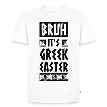 Pâques grecques mec C’est Pâques grecques Joyeuses Pâques - T-shirt Premium bio Homme - blanc - Devant - Nico (187cm)