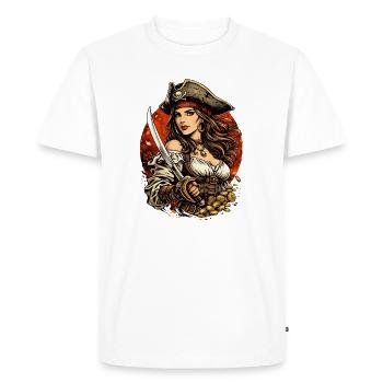 Reine des pirates avec épée et or - T-shirt Premium bio Homme - blanc - Devant - Nico (187cm)