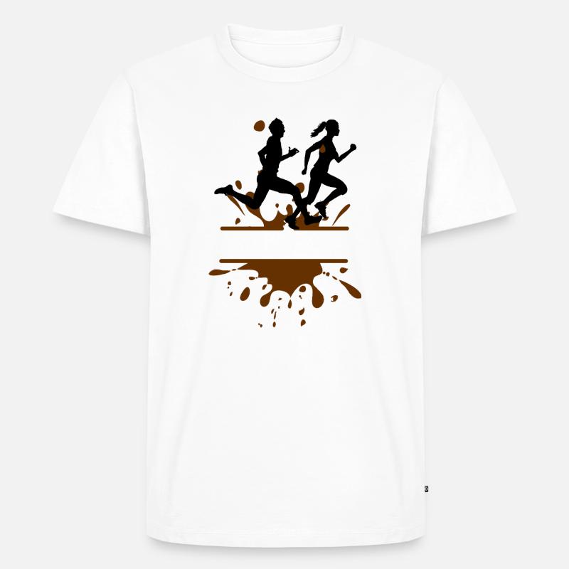 Mud Run Challenge – Mann & Frau Schlamm - Männer Premium Bio T-Shirt - Weiß