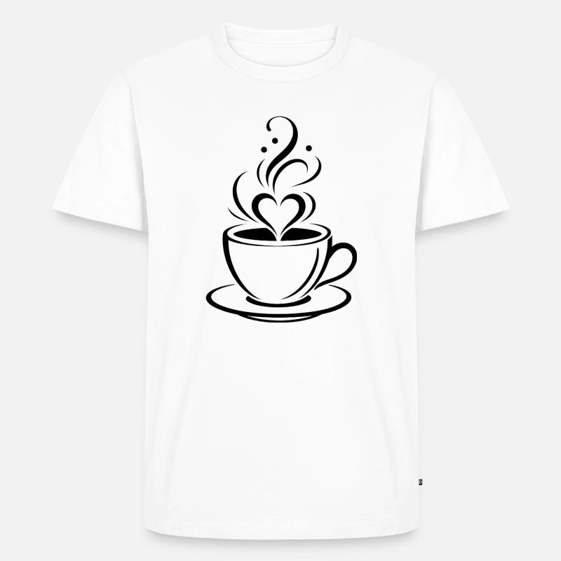 Kaffee Herz - Männer Premium Bio T-Shirt - Weiß