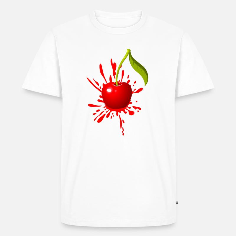 Kirsche Farbexplosion - Männer Premium Bio T-Shirt - Weiß