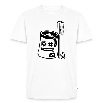 Bouldering Chalkbag Brush Motif - Men's Premium Organic T-Shirt - white - Front - Nico (187cm)