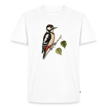 Pic épeiche sur branche - T-shirt Premium bio Homme - blanc - Devant - Nico (187cm)