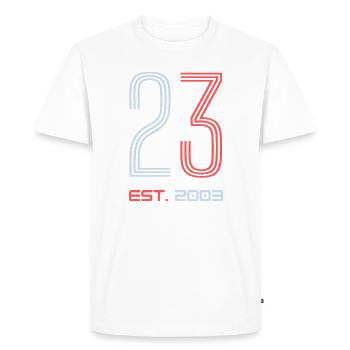 "23 Est. 2003" Birthday Design - Men's Premium Organic T-Shirt - white - Front - Nico (187cm)