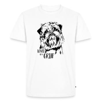 Loved by a Griff Dog Saying Dwarf Griffon Wilsigns - Men's Premium Organic T-Shirt - white - Front - Nico (187cm)