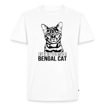 Bengal Cat life is better Cat Cats Wilsigns - Men's Premium Organic T-Shirt - white - Front - Nico (187cm)