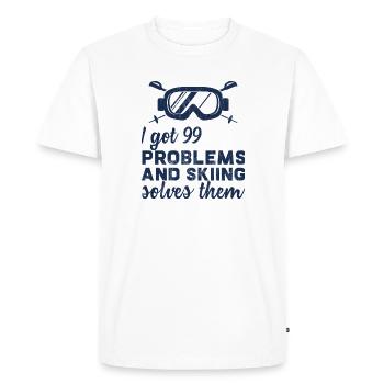 Sports d'hiver - Ski - Après-ski - Cadeau - T-shirt Premium bio Homme - blanc - Devant - Nico (187cm)