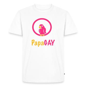 PapaGAY / Papagei / Schwul / Gay 2c - T-shirt Premium bio Homme - blanc - Devant - Nico (187cm)
