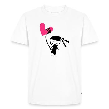 Petite fille tenant le ballon de coeur - T-shirt Premium bio Homme - blanc - Devant - Nico (187cm)