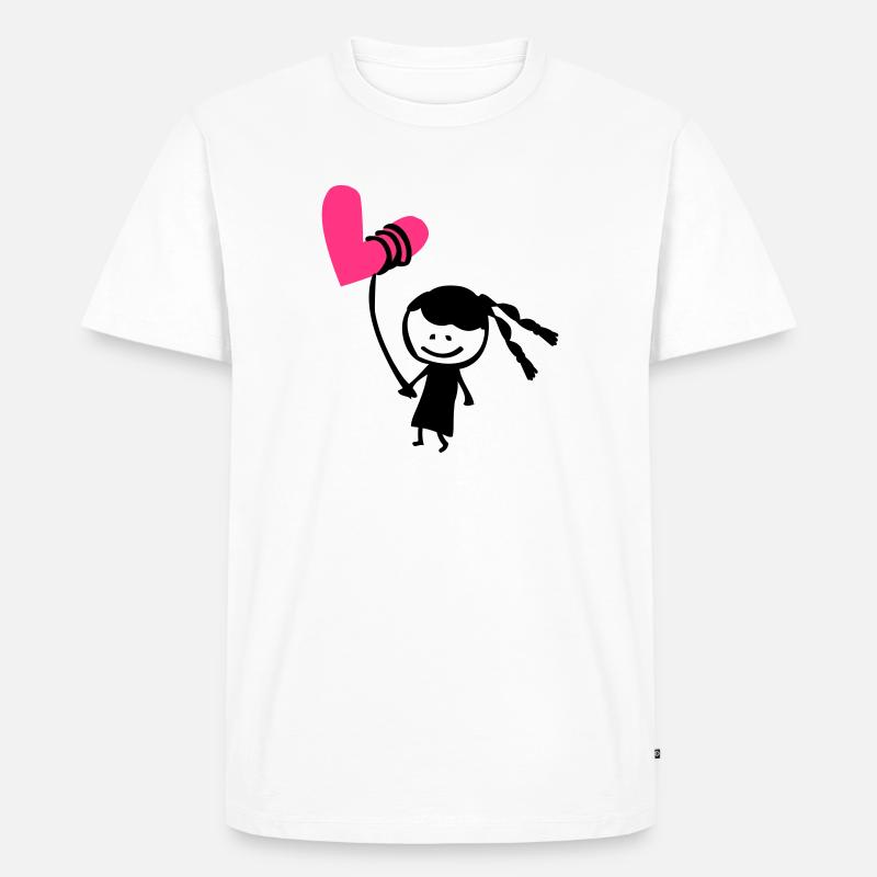 Kleines Mädchen mit Herzballon - Männer Premium Bio T-Shirt - Weiß