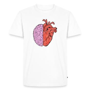 Coeur et cerveau - T-shirt Premium bio Homme - blanc - Devant - Nico (187cm)