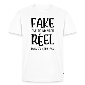 fake est le nouveau réel - T-shirt Premium bio Homme - blanc - Devant - Nico (187cm)
