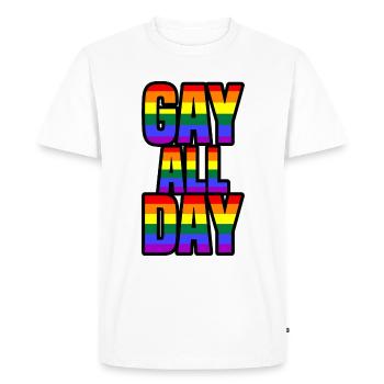 Gay All Day - Men's Premium Organic T-Shirt - white - Front - Nico (187cm)