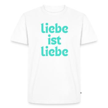 Liebe ist Liebe – Pride für Herzensmenschen - Männer Premium Bio T-Shirt - Weiß - Vorne - Nico (187cm)