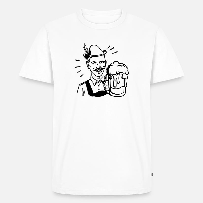 retro guy with beer - Männer Premium Bio T-Shirt - Weiß