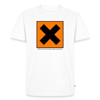 Symbole de danger Irritant (pictogramme) avec gag - T-shirt Premium bio Homme - blanc - Devant - Nico (187cm)