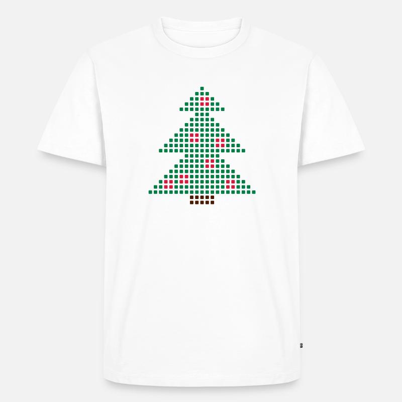 Christmas Tree Pixel - Männer Premium Bio T-Shirt - Weiß