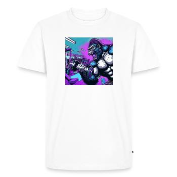 Gorilla with dumbbell, monkey, training, fitness, - Men's Premium Organic T-Shirt - white - Front - Nico (187cm)