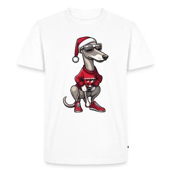 Lévrier Chien Noël Noël moche - T-shirt Premium bio Homme - blanc - Devant - Nico (187cm)