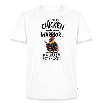 Le poulet en tant que guerrier - T-shirt Premium bio Homme - blanc - Devant - Nico (187cm)