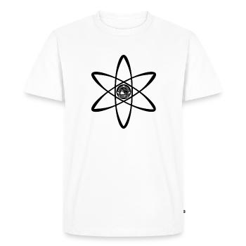 Atomic Utopia - Atom Emblem in Black - Men's Premium Organic T-Shirt - white - Front - Nico (187cm)