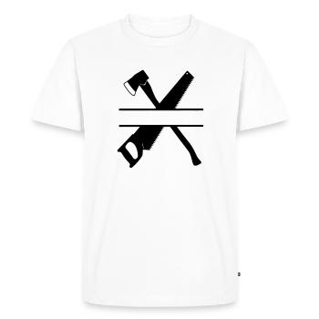 Hache et scie bannière - T-shirt Premium bio Homme - blanc - Devant - Nico (187cm)