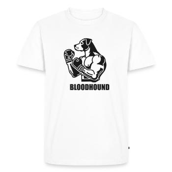 Chien de combat avec des gants de boxe - Conception Bloodhound - T-shirt Premium bio Homme - blanc - Devant - Nico (187cm)