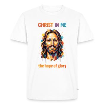 Christ en moi – Espérance de gloire - T-shirt Premium bio Homme - blanc - Devant - Nico (187cm)