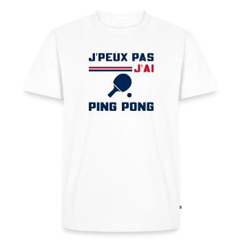 J'peux pas j'ai pingpong - T-shirt Premium bio Homme - blanc - Devant - Nico (187cm)