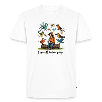 Ornithologue Ornithologie PhD en tapette à oiseaux - T-shirt Premium bio Homme - blanc - Devant - Nico (187cm)
