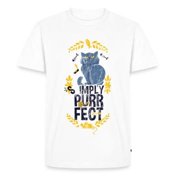 CAT PERFECT - chats de pêche de chat Souris Proverbes shirt - T-shirt Premium bio Homme - blanc - Devant - Nico (187cm)