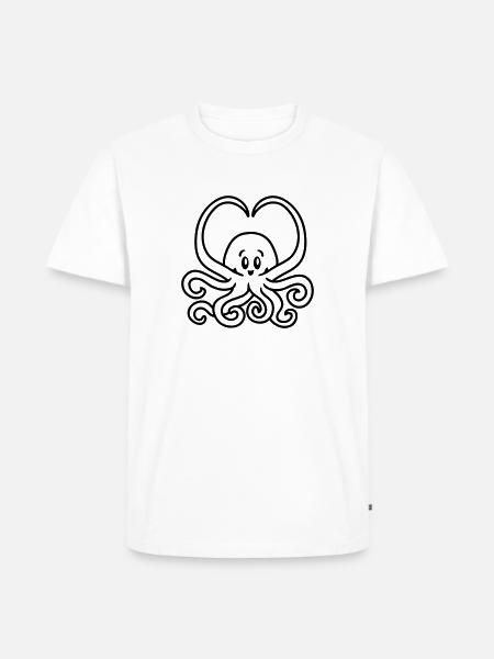 Squid heart - line - Men's Premium Organic T-Shirt - white