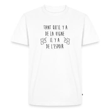 Tant qu'il y a de la vigne - T-shirt Premium bio Homme - blanc - Devant - Nico (187cm)
