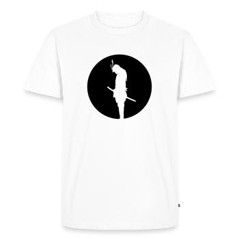 Japan Samurai Warrior - silhouette (Japan flag) - T-shirt Premium bio Homme - blanc - Devant - Nico (187cm)