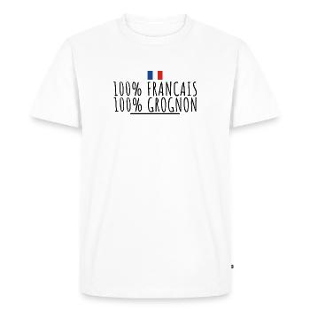 100% français 100% grognon - T-shirt Premium bio Homme - blanc - Devant - Nico (187cm)