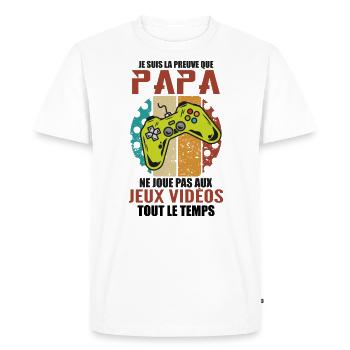 Proof that Dad doesn't play video games - Men's Premium Organic T-Shirt - white - Front - Nico (187cm)