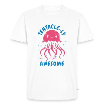 Tenacle-ly Awesome - Jellyfish with Tentacles - Men's Premium Organic T-Shirt - white - Front - Nico (187cm)